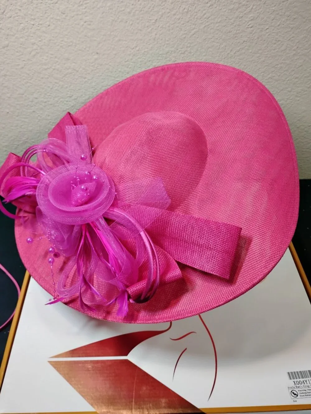 Fuchsia Pink Fascinator Hat Dressfan Headband Wedding Tea Party Derby Bridal